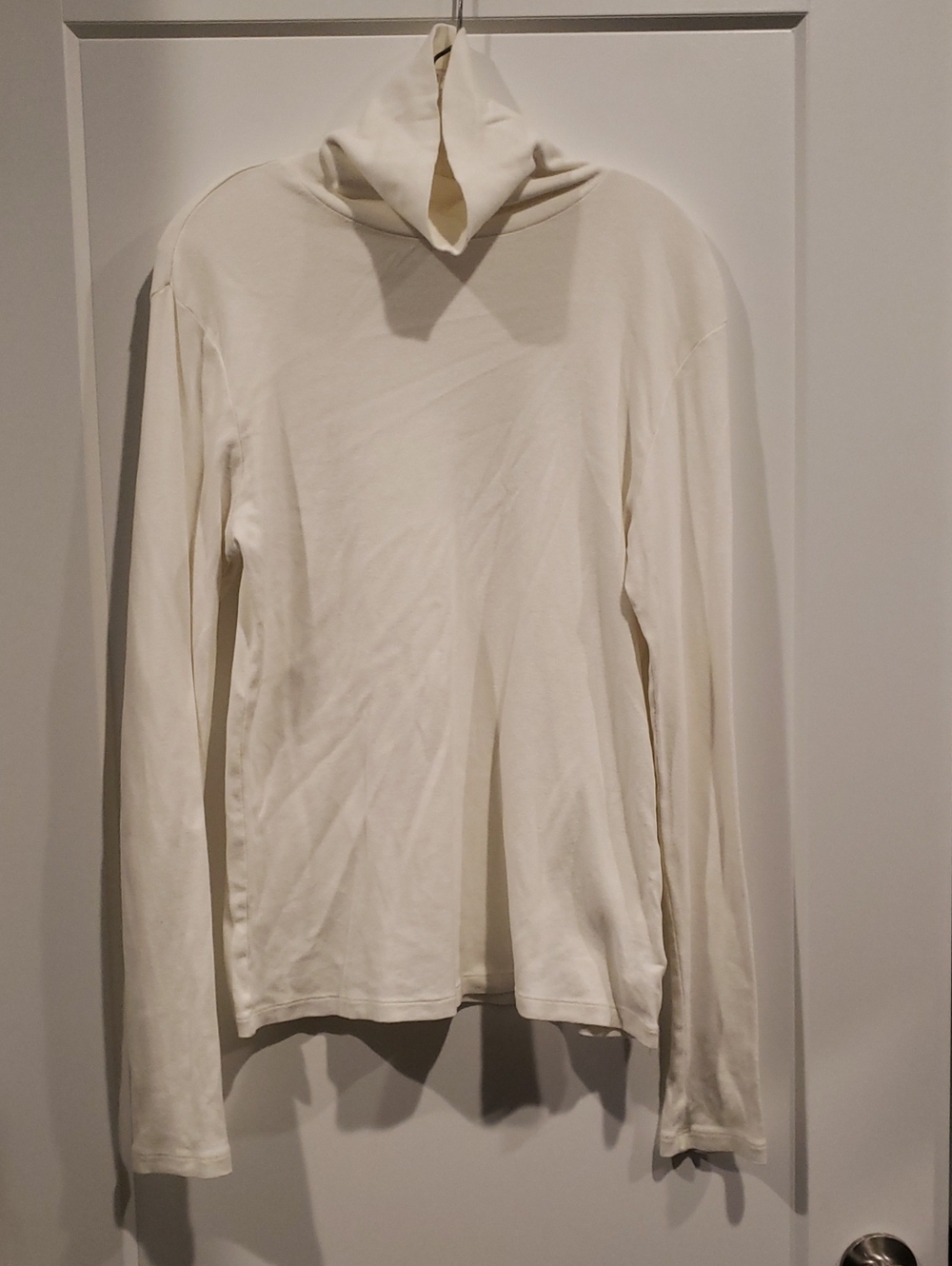 Women's Cream Turtleneck Long-Sleeve Shirt